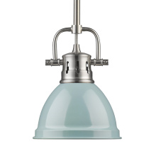 Golden Canada 3604-M1L PW-SF - Wry Lighting Duncan 1-light 7in Rod Hung Pendant in Pewter and Seafoam shade